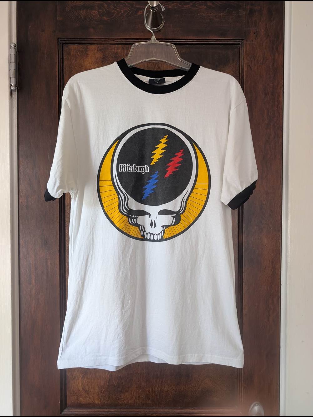 Grateful Dead Pittsburgh Stealie Ringer Tee Steeler Medium Vintage